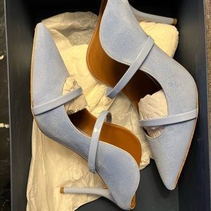Malone Souliers baby blue suede pumps, size 37